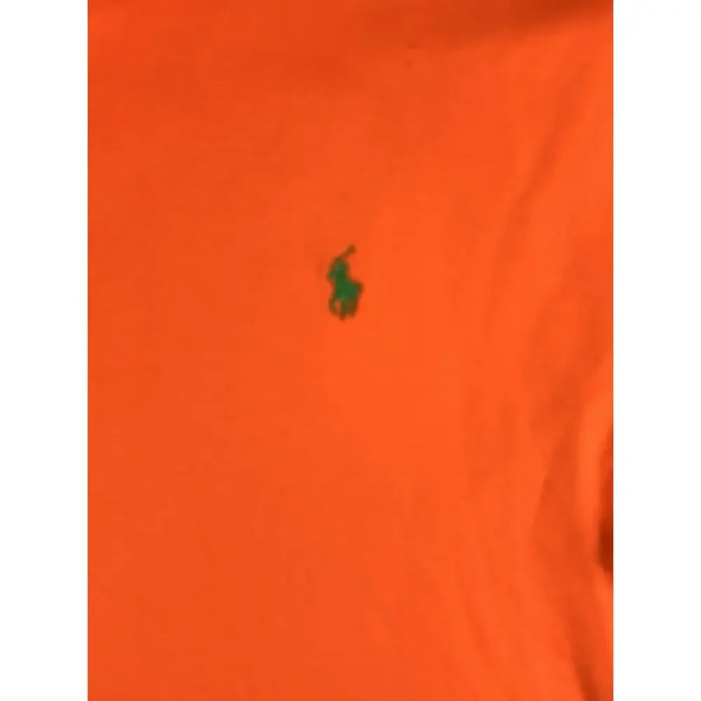 Vintage Polo Ralph Lauren Polo Shirt Mens Sz XL Orange Green Pony Cotton Preppy